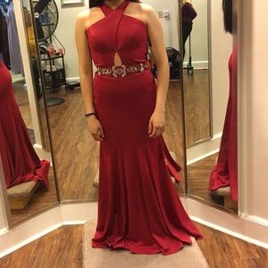 Red mermaid prom dress